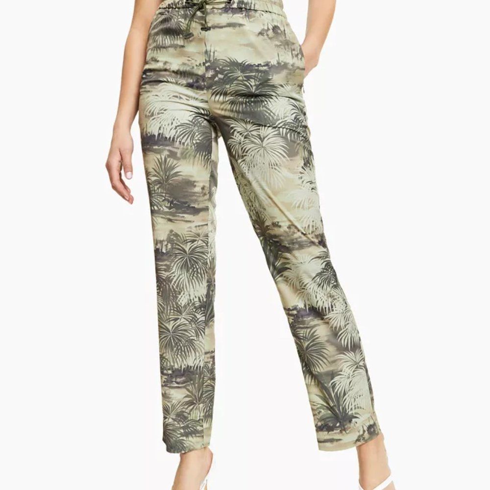 GUESS Lidia Printed Pants Caribe Breath Green Combo Small